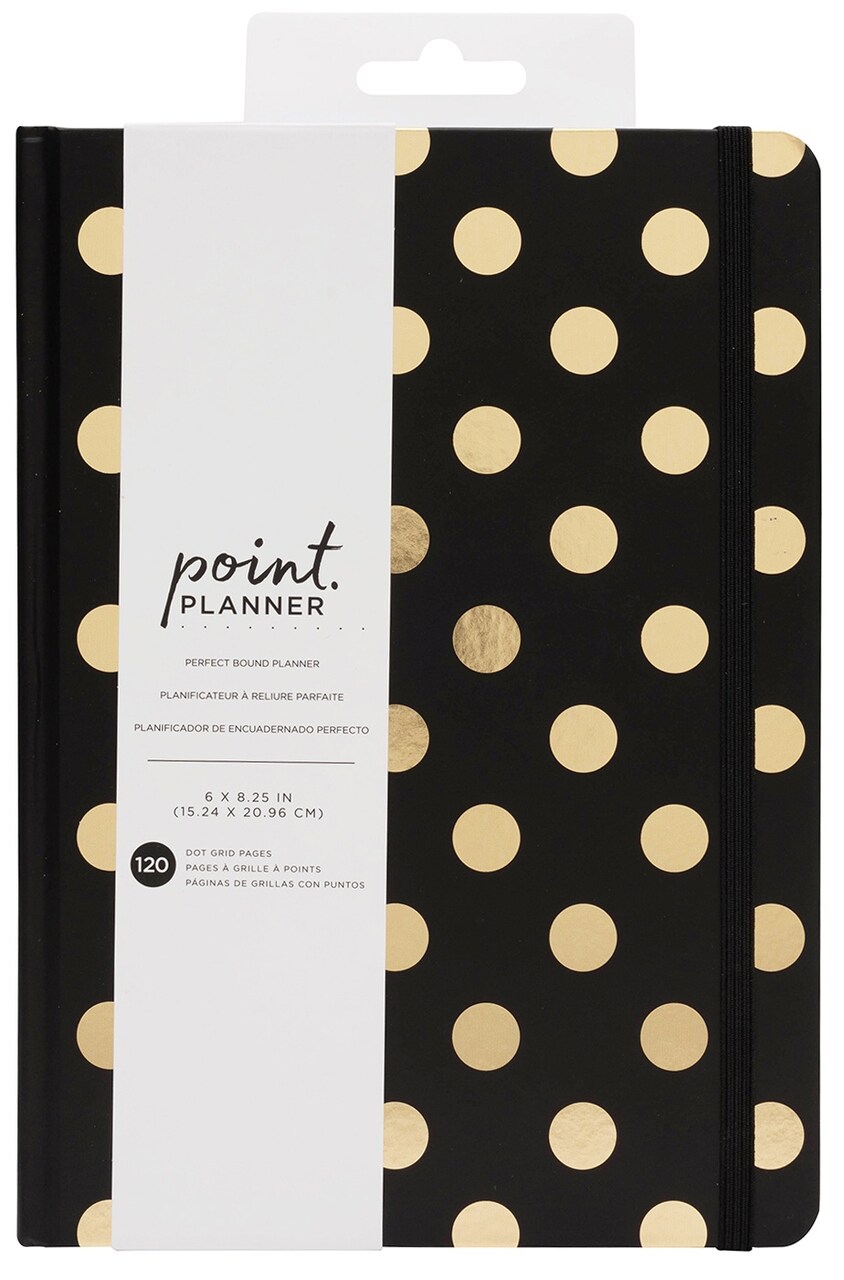 AC Point Planner Perfect Bound Planner 6"X8"-Gold Dots - Dot Grid - 120 Sheets